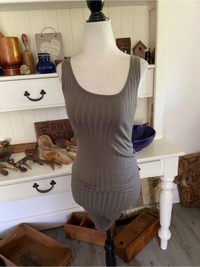 Active USA Ribbed Scoop Tank Dress - Olive